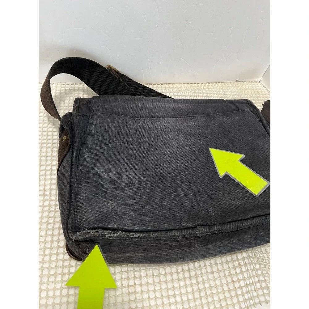 Jack Spade Canvas Messenger Bag Charcoal Gray rugged good